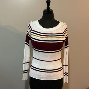 Ambiance Ribbed Knit Sweater with Stripes